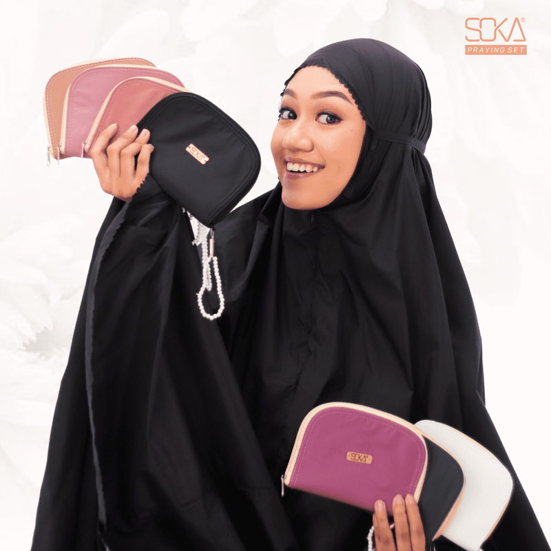 Mukena Dewasa Polos Shana Black Laser Cut Bahan Premium - Fashion Muslim