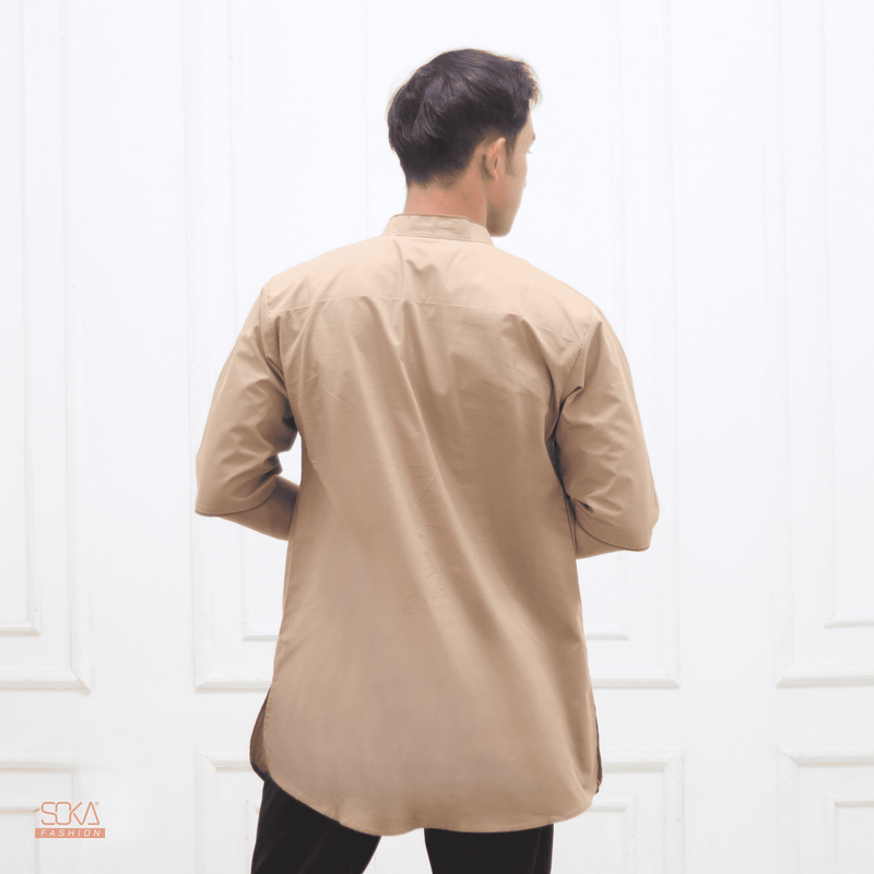 Koko Kurta Dewasa Nazeem | Baju Koko Kurta Lengan 3/4 Cream – Fashion Muslim Pria