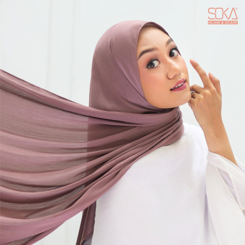 Hijab Pashmina Shimmer Silk Shwarna Mauve Premium - Fashion Muslim