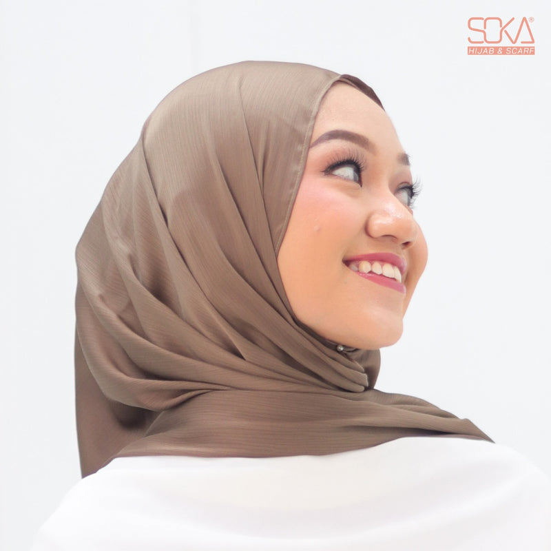 Hijab Pashmina Shimmer Silk Shwarna Coffee Premium - Fashion Muslim