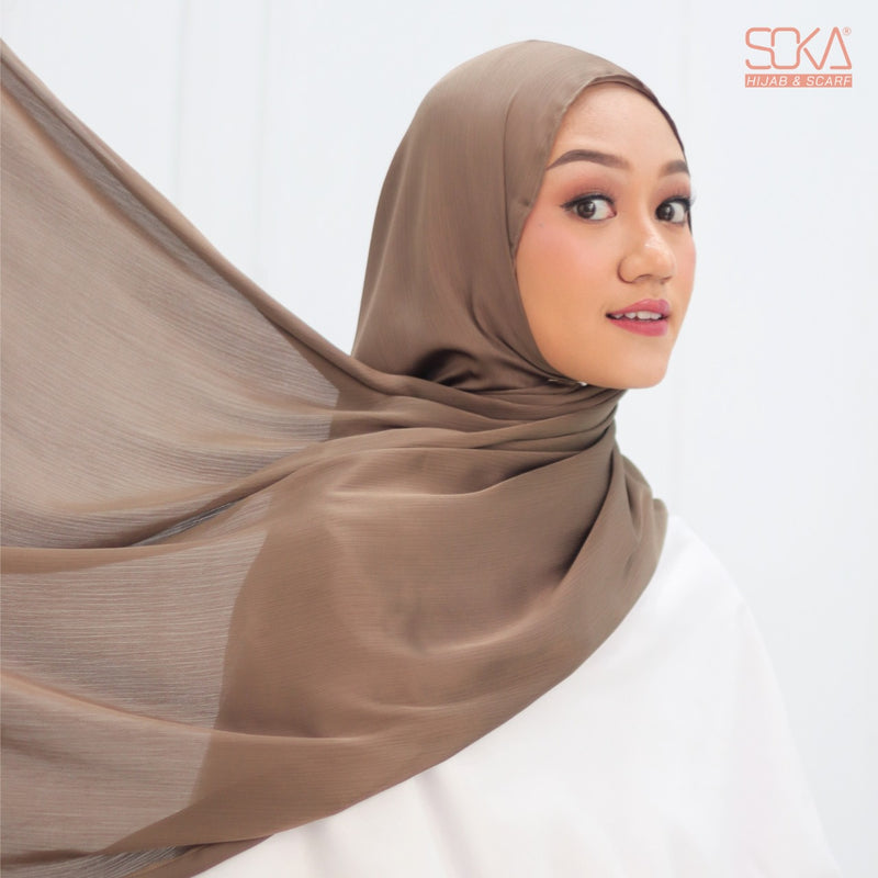 Hijab Pashmina Shimmer Silk Shwarna Coffee Premium - Fashion Muslim