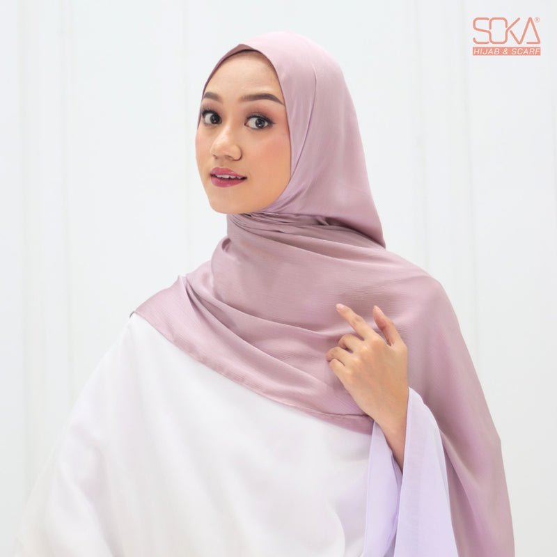 Hijab Pashmina Shimmer Silk Shwarna Dusty Purple Premium - Fashion Muslim