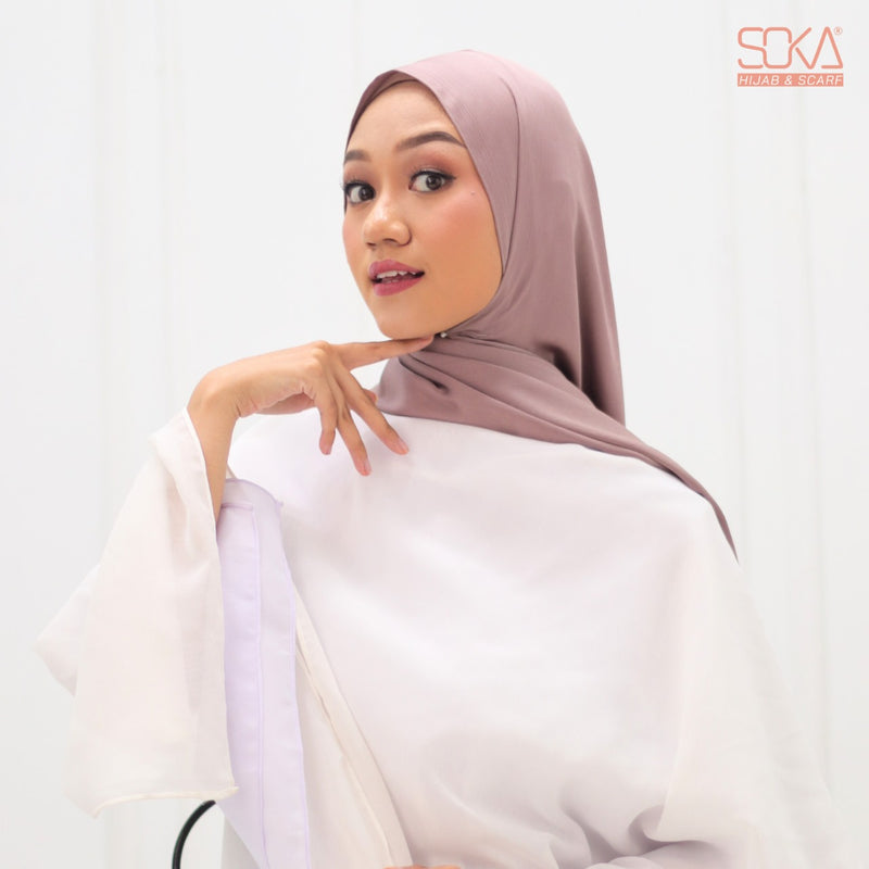 Hijab Pashmina Shimmer Silk Shwarna Deep Taupe Premium - Fashion Muslim