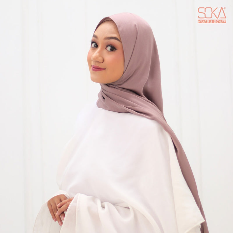 Hijab Pashmina Shimmer Silk Shwarna Deep Taupe Premium - Fashion Muslim