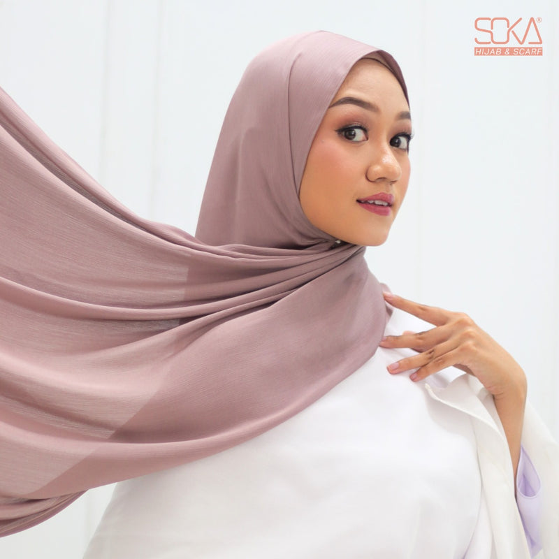 Hijab Pashmina Shimmer Silk Shwarna Deep Taupe Premium - Fashion Muslim