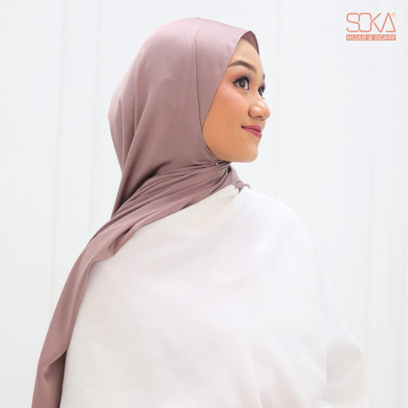 Hijab Pashmina Shimmer Silk Shwarna Deep Taupe Premium - Fashion Muslim