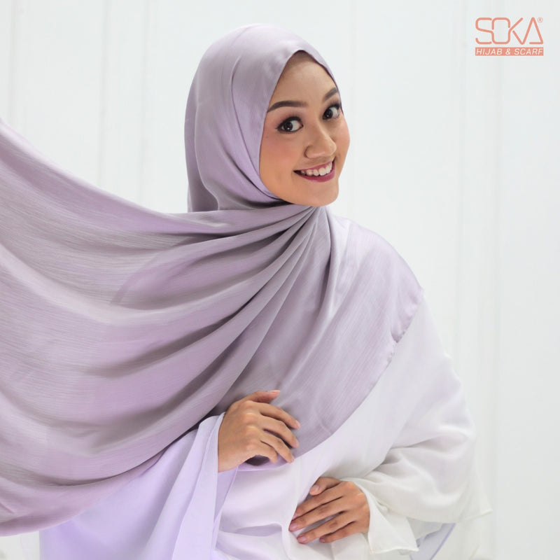 Hijab Pashmina Shimmer Silk Shwarna Silver Premium - Fashion Muslim