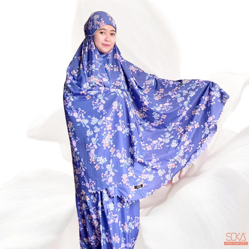 SOKA - Mukena Dewasa Travel Parasut Motif Premium Sora Purple - Fashion muslim